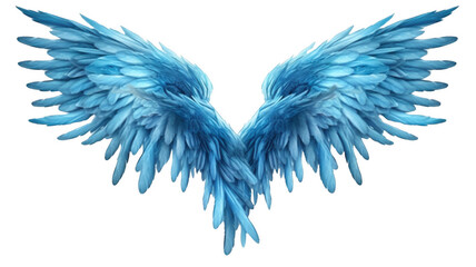 Blue angel wings, isolated on transparent background.