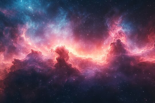 Colorful cosmic nebula illuminated by vibrant starlight in a vast universe filled with deep space wonders