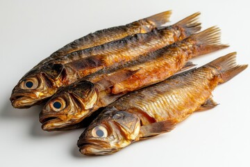 Dried Fish Trio on White Background