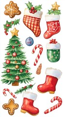 Festive holiday decorations and symbols.