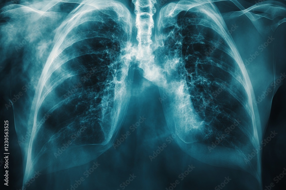 Poster Lungs displayed in detailed x-ray showing healthy respiratory structure and function in a clinical setting