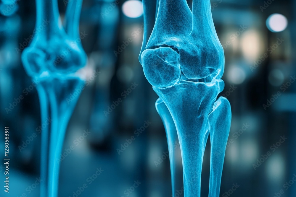 Aufkleber detailed view of a human knee joint showing ligaments and bone structure in a medical examination se