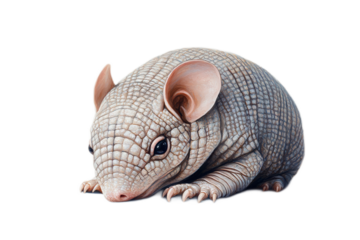 Adorable Armadillo Mouse Hybrid with Textured Skin and Large Ears in a Minimalistic Setting