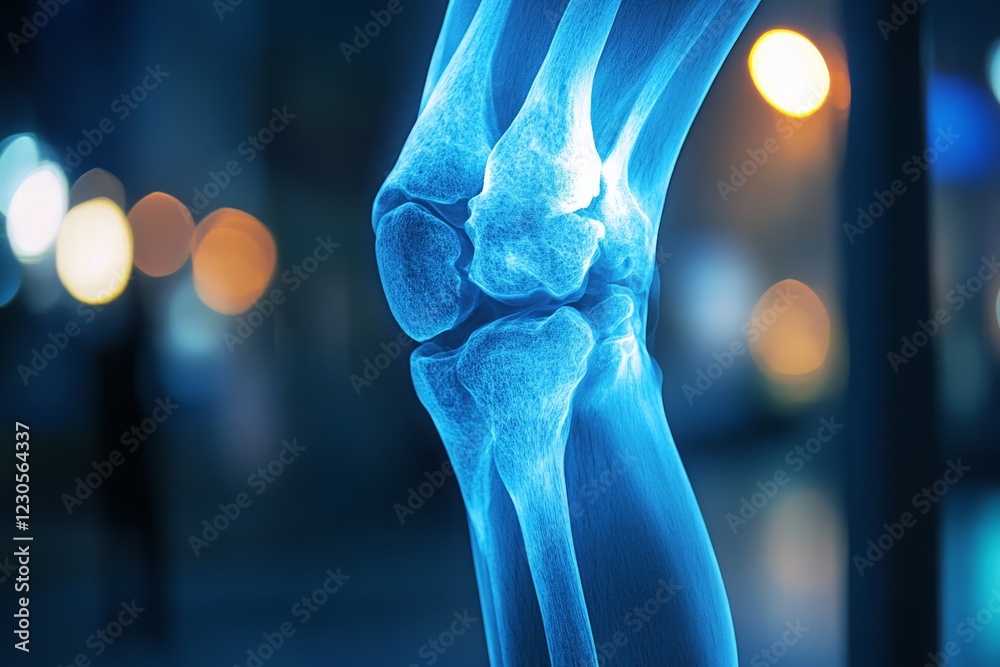 Poster Detailed view of a knee joint highlighting its structure and features in a medical context