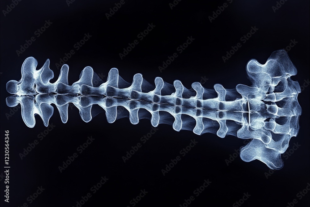 Aufkleber x-ray of human spine highlighting vertebrae structure and alignment in a clinical setting