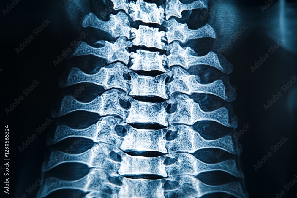 Aufkleber detailed view of a human spine highlighting vertebrae structure and alignment for medical analysis p