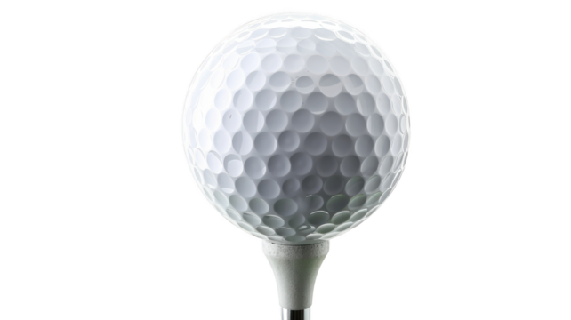 Close Up of Golf Ball on Tee, isolated on transparent background