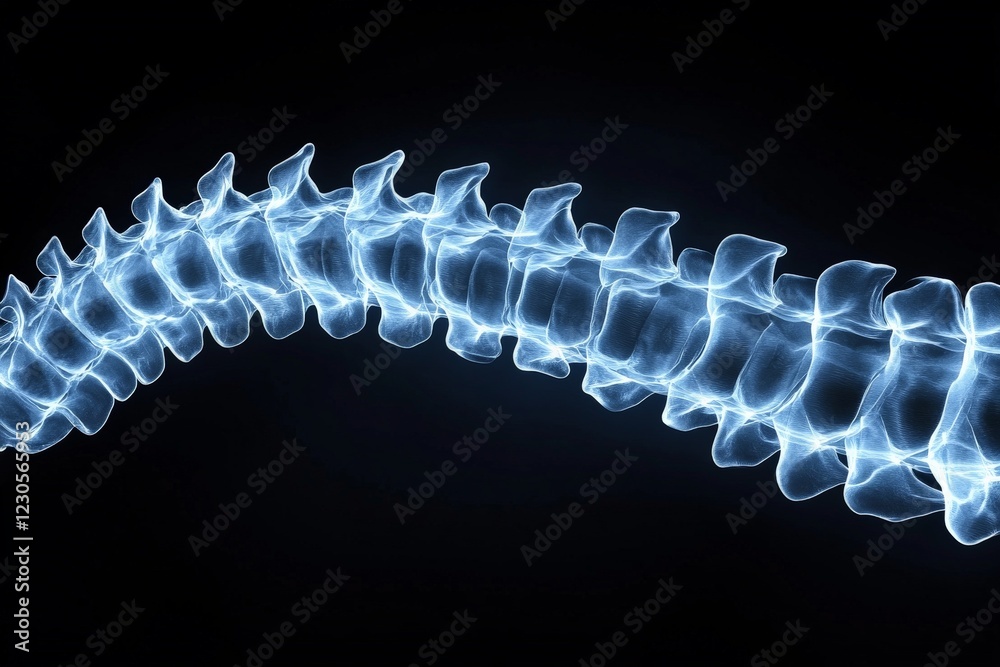 Aufkleber detailed x-ray of a human spine highlighting vertebrae structure and alignment under a dark backgrou