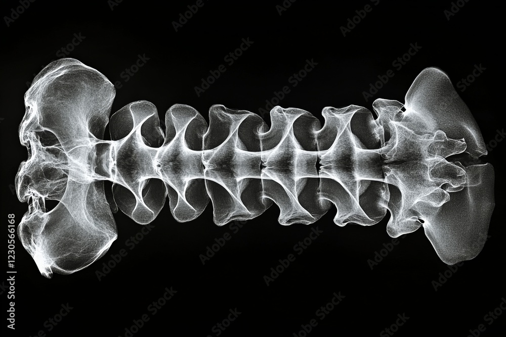 Poster detailed view of a human spine x-ray highlighting the vertebral structure and alignment