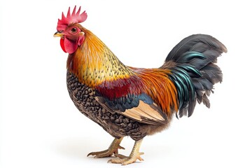 Fototapeta premium Vibrant Rooster on White Background