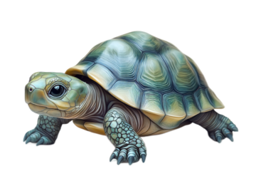 Realistic Illustration of a Tortoise with Detailed Shell Patterns