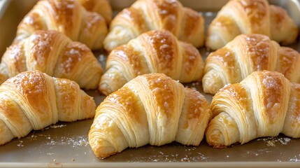 Golden Brown Croissants Bakery Pastry Delicious