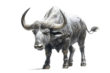 Fototapeta premium Majestic Water Buffalo on Transparent Background Showcasing Strength and Power in a Studio Setting