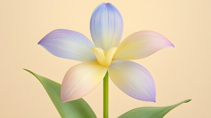 Pastel Rainbow Flower Bloom Botanical Illustration