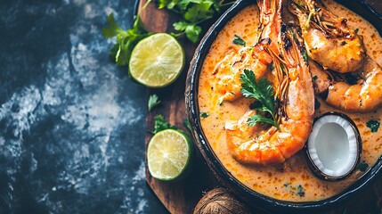 Delicious Creamy Coconut Shrimp Curry in Bowl