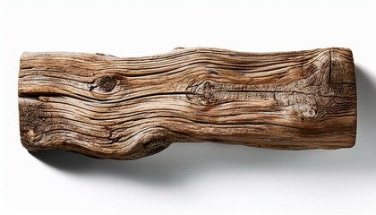 sea drift wood plank isolated on white background template mockup