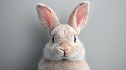 Obraz premium A fluffy bunny with soft fur and curious eyes, captured on a clean white background. Perfect for Easter-themed designs and springtime celebrations