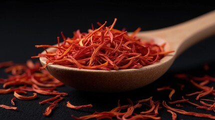 Fototapeta premium Dried Saffron Threads in a Wooden Spoon