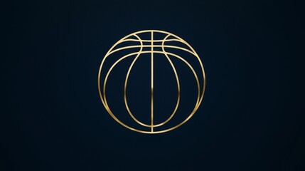 Stylized golden basketball emblem featured on a dark background. Generative AI