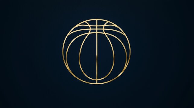Stylized golden basketball emblem featured on a dark background. Generative AI