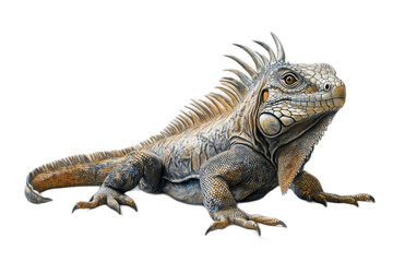 Fototapeta premium A lizard with long, sharp spikes on its head and tail