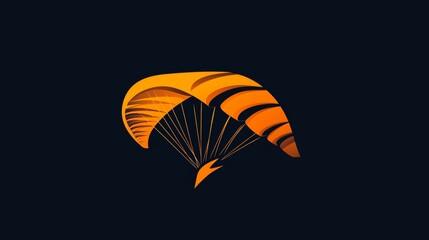 Colorful parachute floats against a dark background during a thrilling skydiving adventure in the early evening. Generative AI