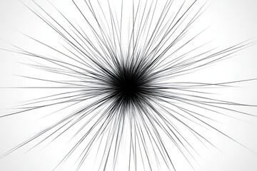 Obraz premium Dynamic abstract image featuring black radial lines forming a starburst pattern against a white background, ideal for modern design projects.