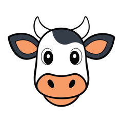 Funny cow head vector art illustration