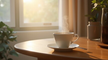 Fototapeta premium Steaming Coffee by the Window