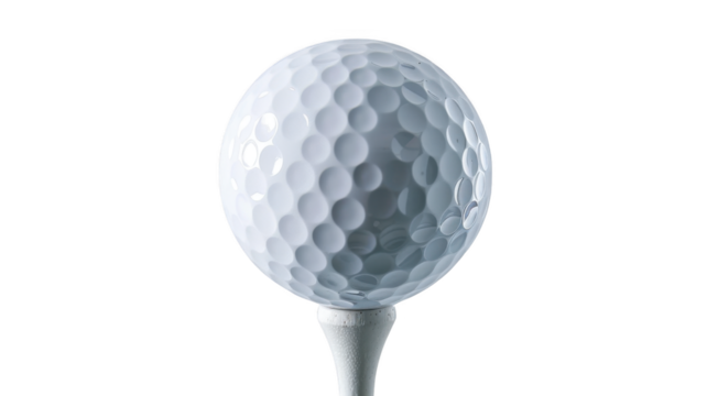 Close Up of Golf Ball on Tee, isolated on transparent background