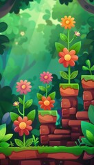 Gardening App Interface Featuring Animated Progress Bar with Blooming Flowers for Mobile Design