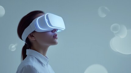 Glowing VR Woman: A Minimalist Portrait