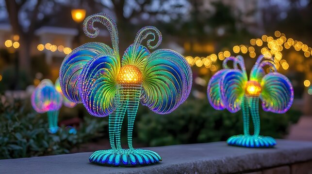 Vibrant AI-Generated Luminescent Floral Sculptures