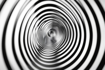 Obraz premium Black and white spiral pattern creating a mesmerizing optical illusion with concentric circles.