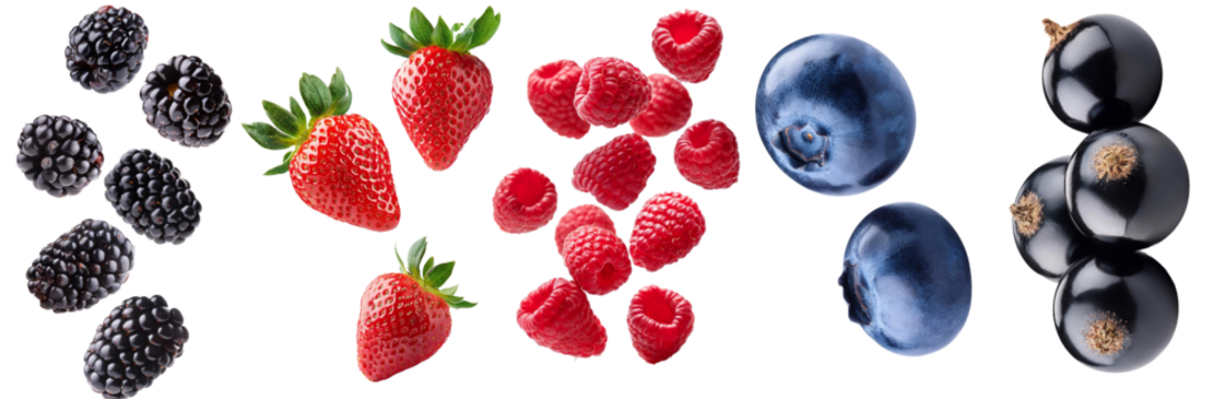 Ripe and juicy berries creating a colorful and healthy assortment on a transparent background