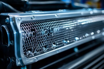 Close-Up of Metallic Car Grill