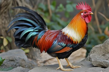 Fototapeta premium Colorful Rooster in Natural Setting
