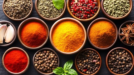 Vibrant Spice Bowls Collection,  Turmeric, Paprika, Peppercorns, and More