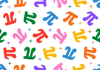 Seamless pattern for Pi day holiday. Mathematics texture background. Math design