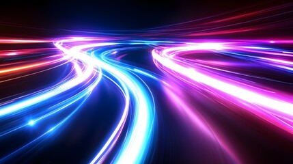 Abstract Neon Light Trails Swirling Dynamic Energy
