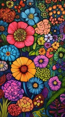 A Captivating Color Explosion, Discover Floral Vibrance and Natural Beauty in This Enchanting Botanical Artwork