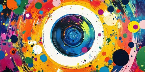 Obraz premium Vibrant abstract artwork featuring swirling colors and circular shapes, suitable for modern decor, advertising, or creative projects.