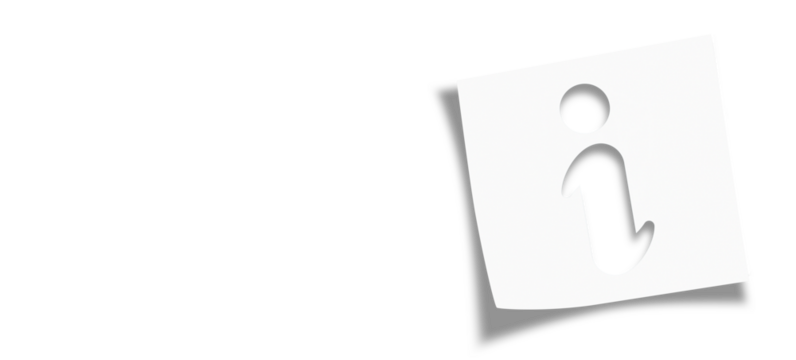 Note paper with information sign on transparent background