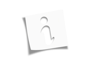 Note paper with information sign on transparent background