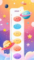 Fototapeta premium Whimsical Educational App Progress Bar with Animated Stars and Planets for Kids
