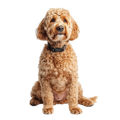 Fototapeta premium photo labradoodle dog sitting full-length isolated on white background 