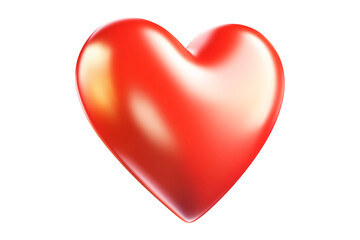 Obraz premium Shiny red heart with smooth, glossy texture isolated on white transparent background, symbol of love, passion and romance concept of Valentine Day
