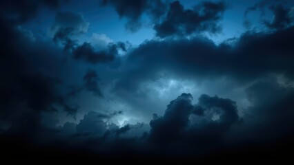 Obraz premium Black blue evening night sky with clouds.