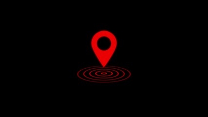 GPS track address, place search and direction icon. map pointer . Glowing neon Location icon sign animation.