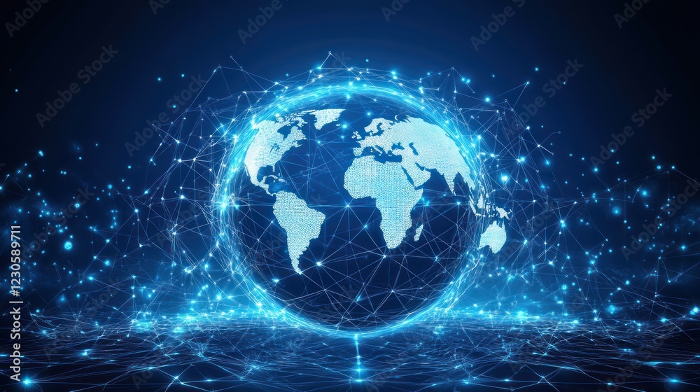 Poster Global Network Digital World Interconnection Visualization